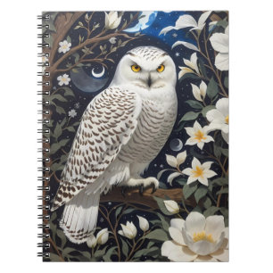 Snowy Owl Moonlight Moonflowers Notebook