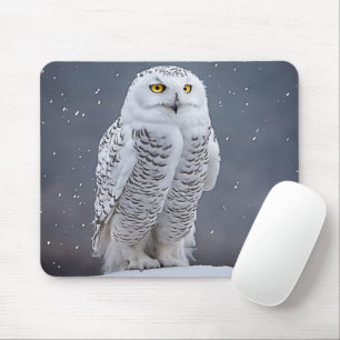 Snowy Owl On Snow Mouse Pad