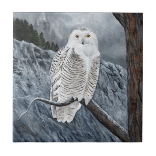 Snowy Owl Overlook Ceramic Tile