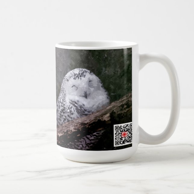 Snowy Owl Pair Woodland Wildlife Art Coffee Mug (Right)