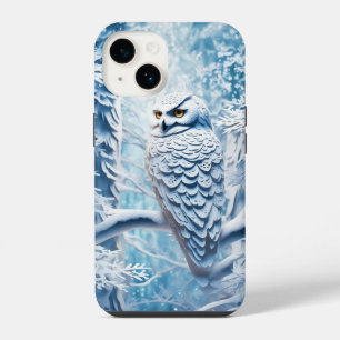 Snowy Owl Paper Cut Winter iPhone 14 Case