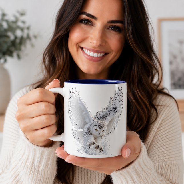Snowy Owl Swooping Two-Tone Coffee Mug (Creator Uploaded)