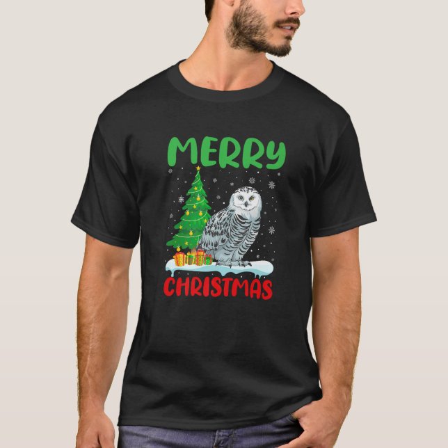 Snowy Owl Tree Xmas Sweater Men Women Ugly Christm (Front)