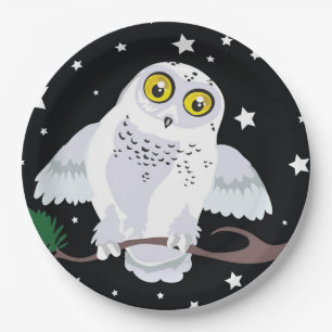 Snowy Owl~ Winter Paper Plate