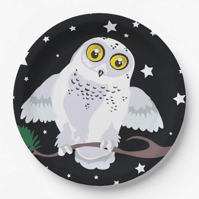 Snowy Owl~ Winter  Paper Plate (Front)