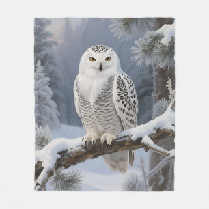 Snowy Owl Winter Portrait Fleece Blanket