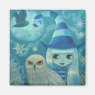 Snowy Owl Witch Magnet