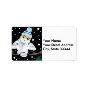 Snowy Owl with Hat~address labels