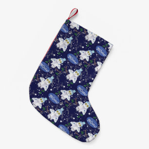Snowy Owl with Hat Holiday Pattern Small Christmas Stocking