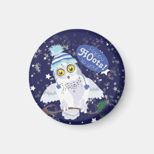 Snowy Owl with Hat Magnet