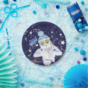Snowy Owl with Hat Paper Plate