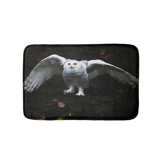 Snowy Owl With Open Wings bmcna Bath Mat (Front)