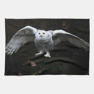 Snowy Owl With Open Wings ktcn Tea Towel