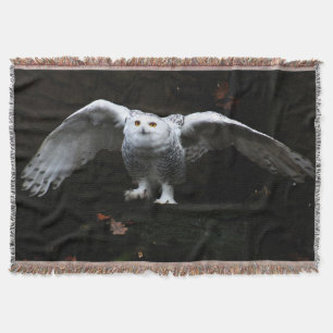 Snowy Owl With Open Wings tbcn Throw Blanket