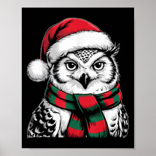Snowy Owl Xmas Santa Hat F Christmas Costume Poster