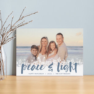 Snowy Peace Hanukkah Photo Holiday Card