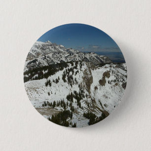 Snowy Peaks of Grand Teton Mountains I Photography 6 Cm Round Badge