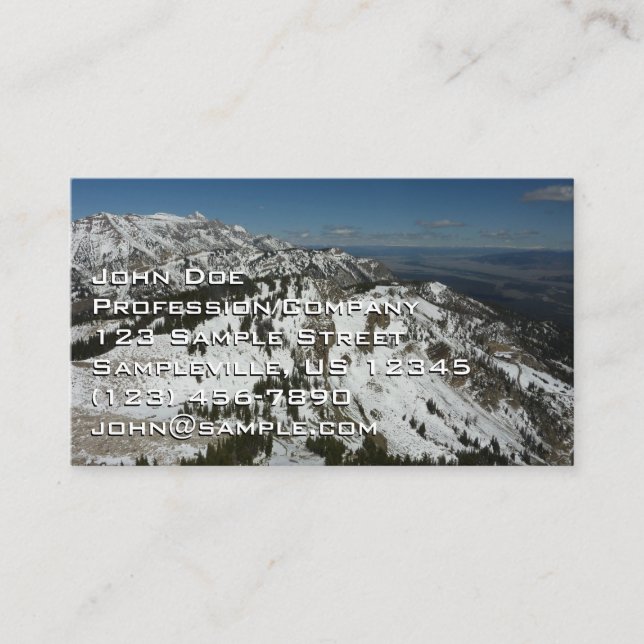 Snowy Peaks of Grand Teton Mountains I Photography Business Card (Front)