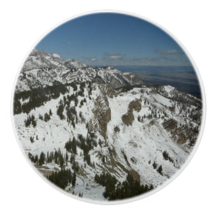 Snowy Peaks of Grand Teton Mountains I Photography Ceramic Knob