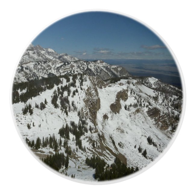Snowy Peaks of Grand Teton Mountains I Photography Ceramic Knob (Front)