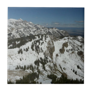 Snowy Peaks of Grand Teton Mountains I Photography Ceramic Tile