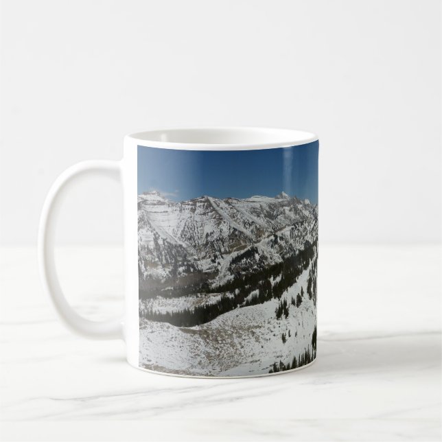 Snowy Peaks of Grand Teton Mountains I Photography Coffee Mug (Left)