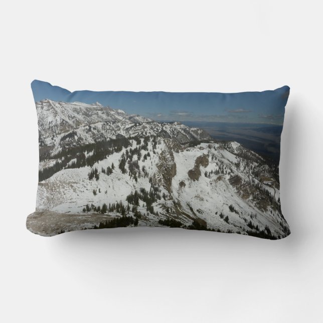 Snowy Peaks of Grand Teton Mountains I Photography Lumbar Cushion (Front)