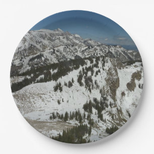 Snowy Peaks of Grand Teton Mountains I Photography Paper Plate