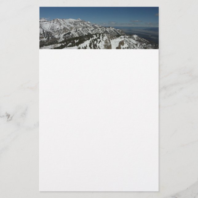 Snowy Peaks of Grand Teton Mountains I Photography Stationery (Front)