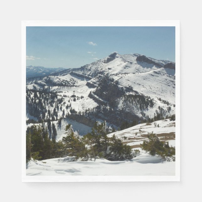 Snowy Peaks of Grand Teton Mountains II Photo Napkin (Front)