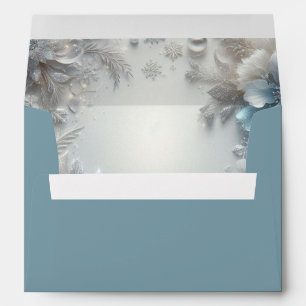 Snowy Petals in Frozen Bloom Wedding Envelope