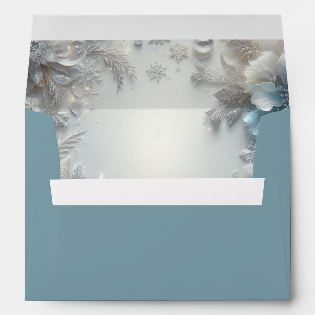 Snowy Petals in Frozen Bloom Wedding Envelope (Back (Bottom))