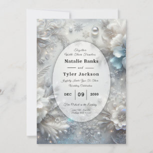 Snowy Petals in Frozen Bloom Wedding Invitation