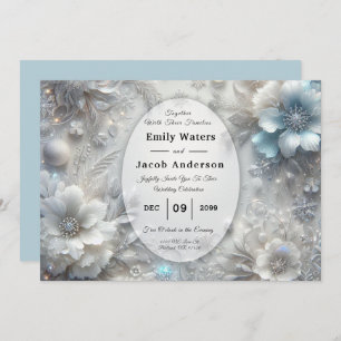 Snowy Petals in Frozen Bloom Wedding Invitation