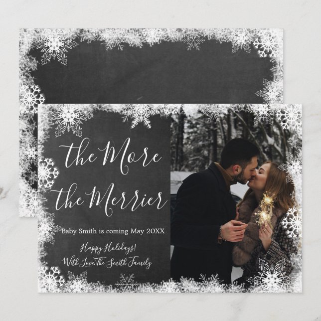 Snowy Photo Christmas Pregnancy Announcement Cards (Front/Back)