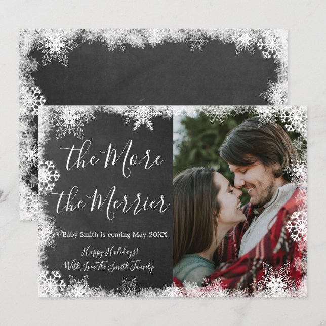 Snowy Photo Christmas Pregnancy Announcement Cards (Front/Back)