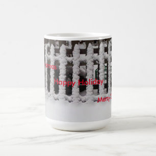snowy picket fence coffee mug