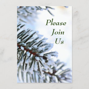 Snowy Pine Branch Invitation