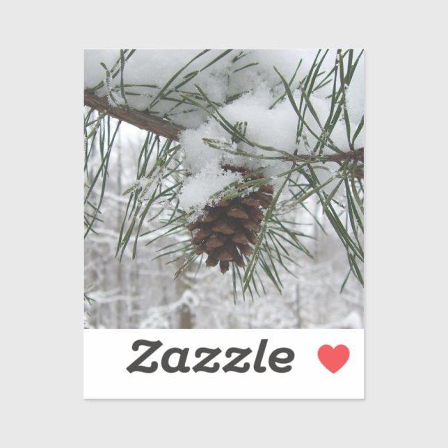 Snowy Pine Branch Winter Nature Photography (Sheet)