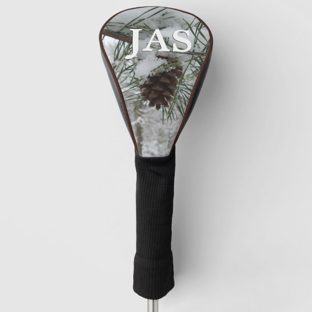 Snowy Pine Branch Winter Nature Photography Golf Head Cover (Front)