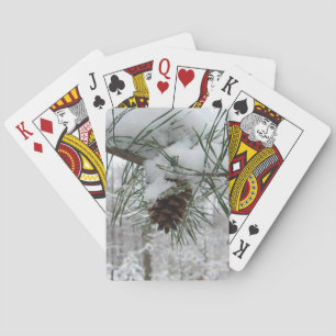 Snowy Pine Branch Winter Nature Photography Playing Cards