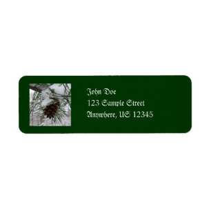 Snowy Pine Branch Winter Nature Photography Return Address Label