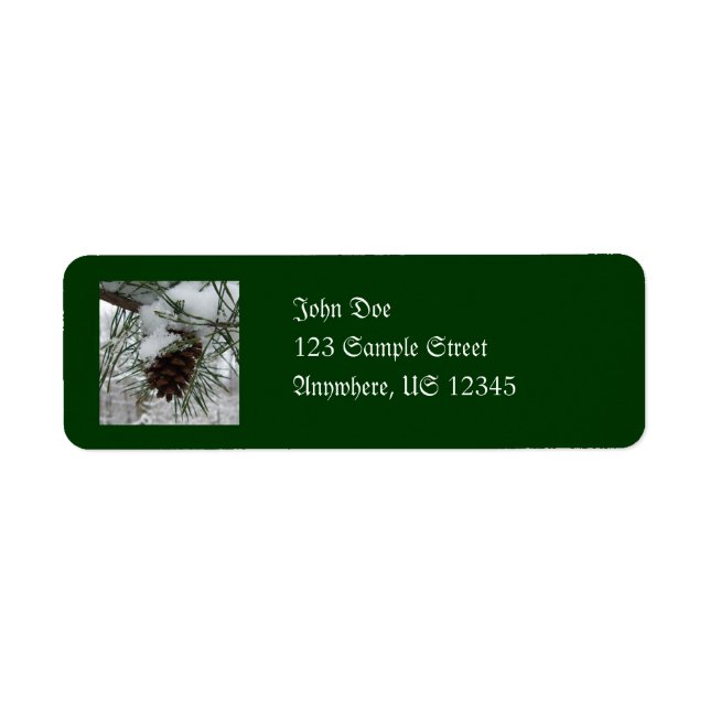 Snowy Pine Branch Winter Nature Photography Return Address Label (Front)