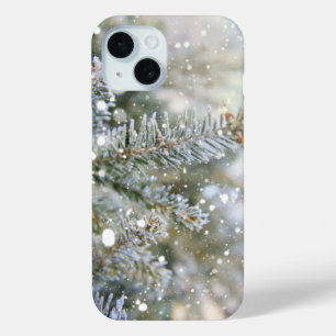 Snowy Pine Branches Winter Holiday iPhone 15 Case