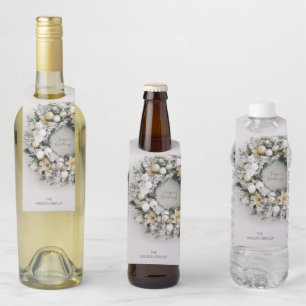 Snowy Pine Christmas Wreath Bottle Tag