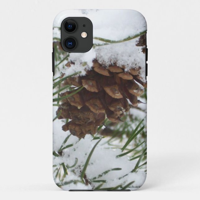 Snowy Pine Cone I Winter Nature Photography Case-Mate iPhone Case (Back)