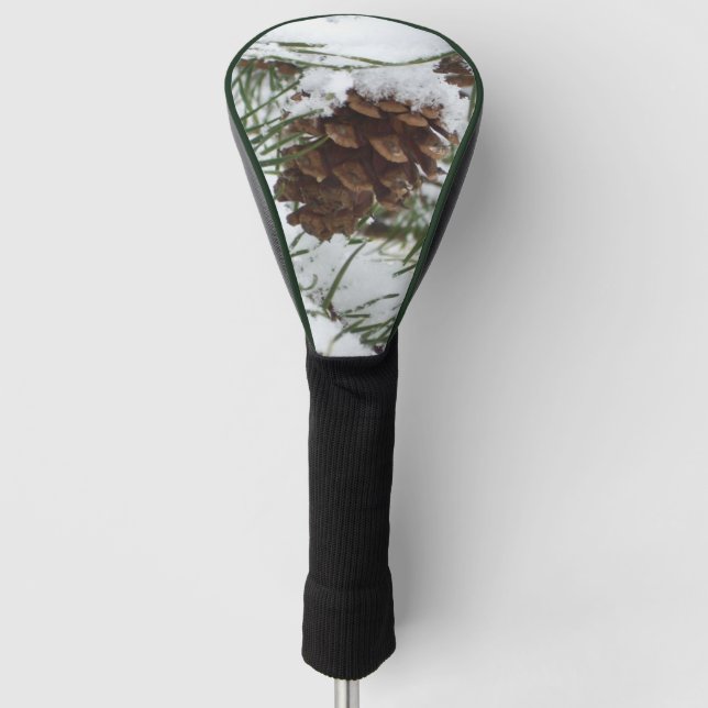 Snowy Pine Cone I Winter Nature Photography Golf Head Cover (Front)