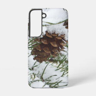 Snowy Pine Cone I Winter Nature Photography Samsung Galaxy Case