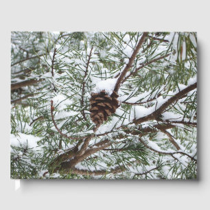 Snowy Pine Cone II Winter Nature Photography Guest Book