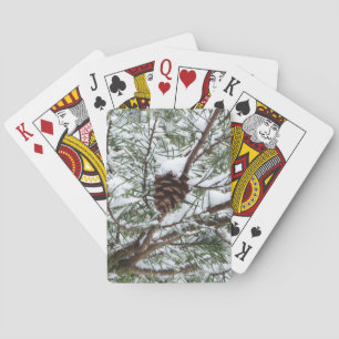 Snowy Pine Cone II Winter Nature Photography Playing Cards